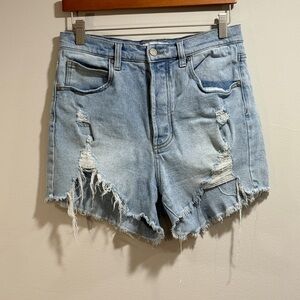 And Now This Women’s High Rise  Distressed Light Blue Jean Shorts Size 29